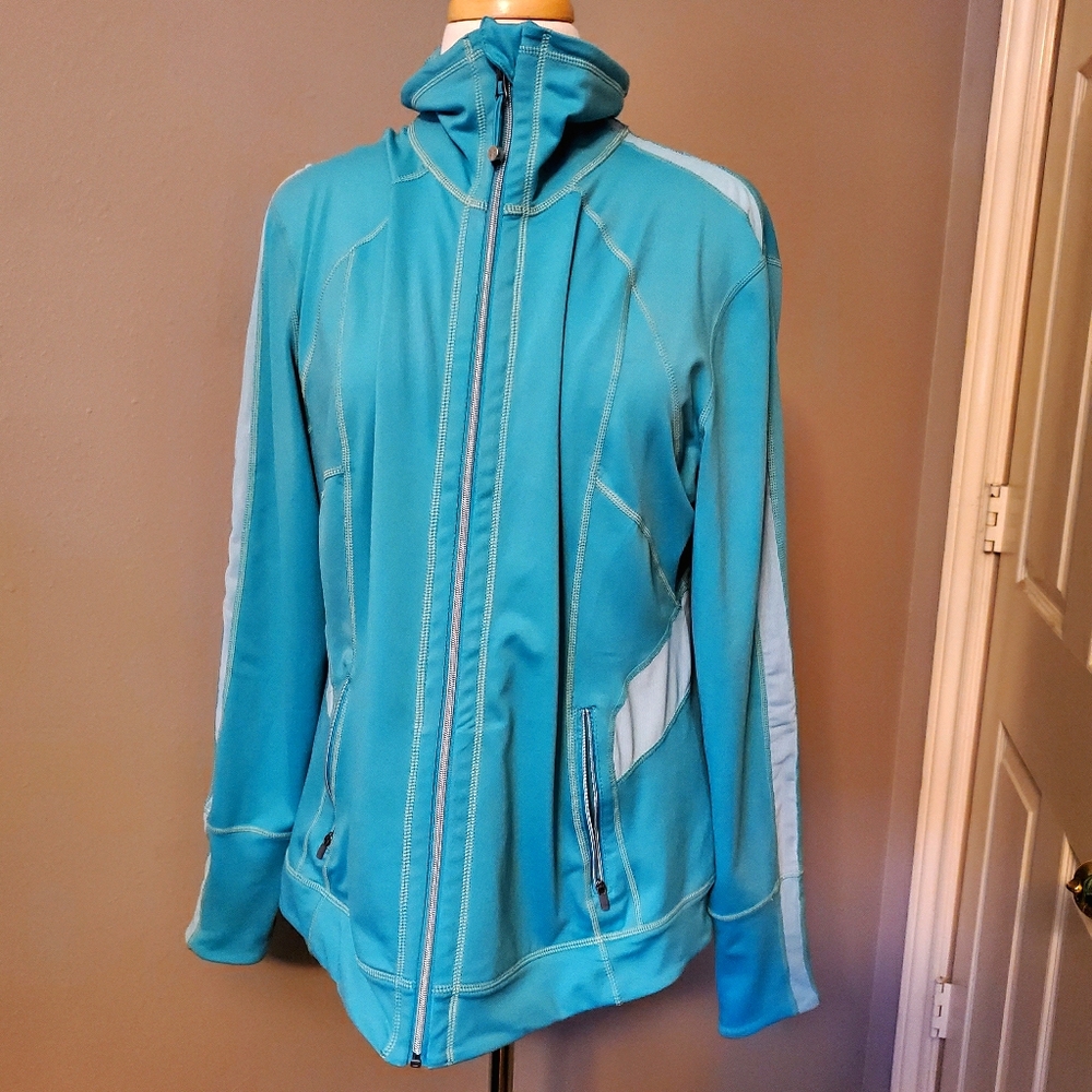 XL Tangerine Teal Athletic Zip- up Jacket